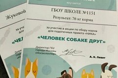 Ученики школы №1151 собрали 76 кг корма в рамках акции «Человек собаке друг»